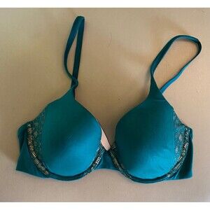 Victoria’s Secret Body by Victoria Perfect Shape Lined Green Lace Bra 34C